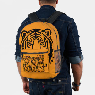 Grafische tijgergezicht oranje bedrukte rugzak