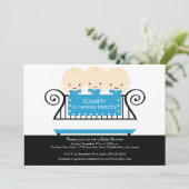 Grafische TRIPLETTEN in het Uitnodigingsblauw van Kaart (Staand voorkant)