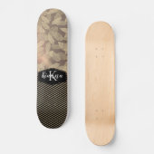 Grafische veren met monogram goudstapes skateboard (Voorkant)