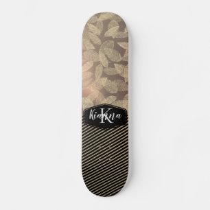 Grafische veren met monogram goudstapes skateboard