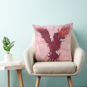 Grafische Vliegende Rode Phoenix Vogel Kussen