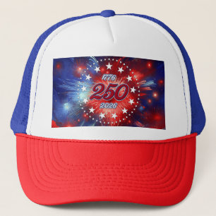 Grafische vuurwerk wolken voor America's 250ste ve Trucker Pet