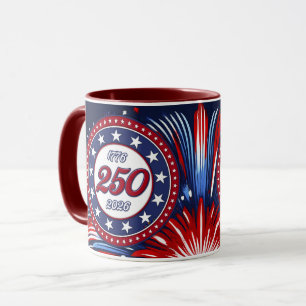 Grafische vuurwerkpop voor Amerika's 250e verjaard Mok