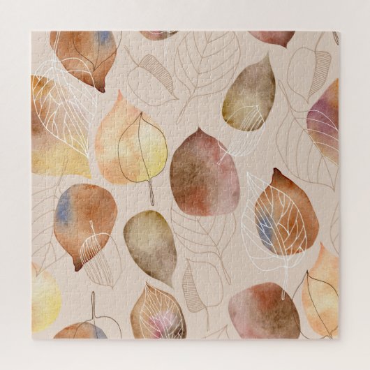 Grafische Waterverf Leaf Autumn Design Legpuzzel (Verticaal)