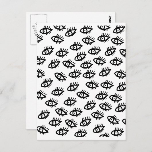 Grafische zwarte en witte ogen briefkaart (Voorkant / Achterkant)