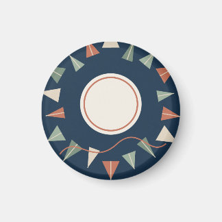 Grafischer Papiergarten in Navy und Salbei Magneet