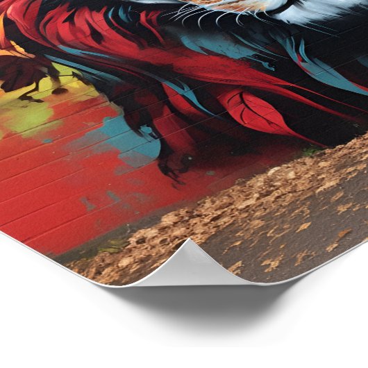 Grafitti art fall bladeren leeuwenprint poster (Hoek)