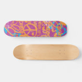 Grafitti Oranje, Paars Damask Skateboard (Horizontaal)