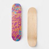 Grafitti Oranje, Paars Damask Skateboard (Voorkant)