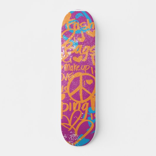 Grafitti Oranje, Paars Damask Skateboard (Voorkant)