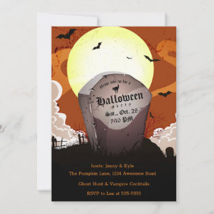 Grafsteen Volle Maan Halloween Kaart
