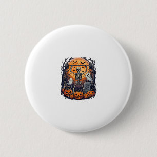 Grafveld Winst Skelet Hanteert Halter Halloween Ronde Button 5,7 Cm