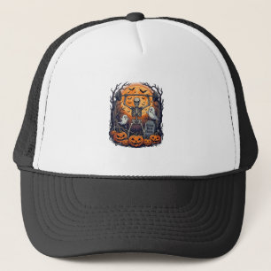 Grafveld Winst Skelet Hanteert Halter Halloween Trucker Pet