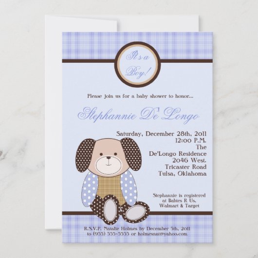 Graham Crackers Boy Blue Baby shower Invitation (Devant)
