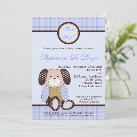 Graham Crackers Boy Blue Baby shower Invitation (Debout devant)