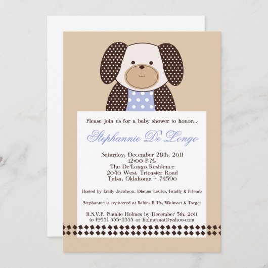 Graham Crackers Boy Blue Baby shower Invitation Kaart (Voorkant / Achterkant)