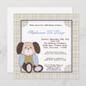 Graham Crackers Boy Blue Baby shower Invitation Kaart (Voorkant / Achterkant)