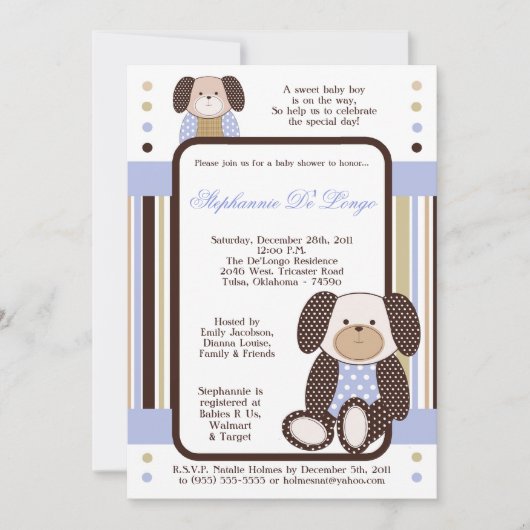 Graham Crackers Boy Blue Baby shower Invitation Kaart (Voorkant)
