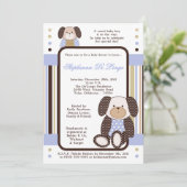 Graham Crackers Boy Blue Baby shower Invitation Kaart (Staand voorkant)