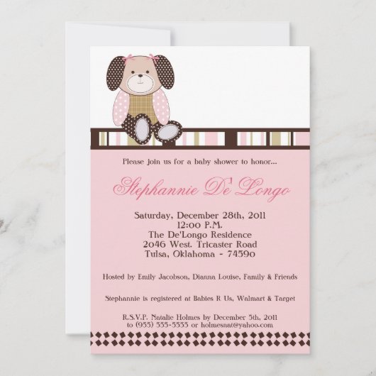 Graham Crackers Girl Rose Baby shower Invitation (Devant)
