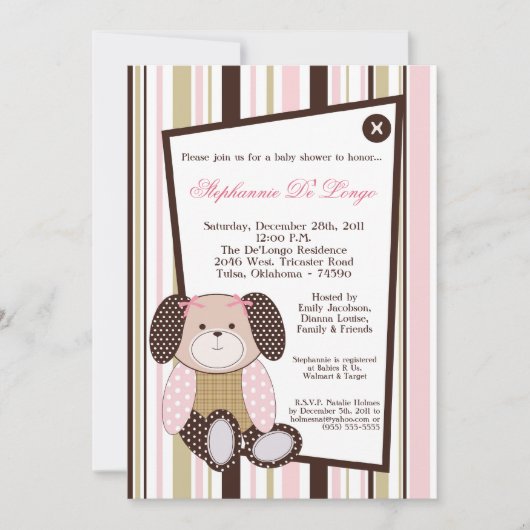 Graham Crackers Girl Rose Baby shower Invitation (Devant)