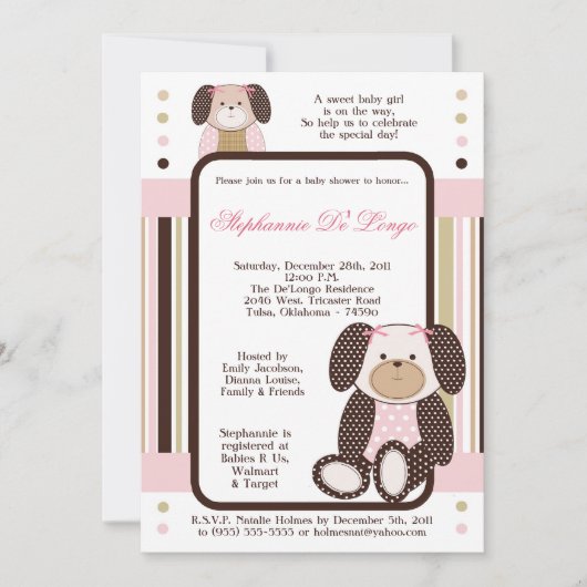 Graham Crackers Meisje Roze Baby shower Invitation Kaart (Voorkant)