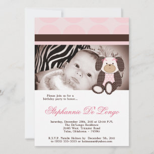 Graham Crackers Meisje Roze Hond Verjaardag Uitnod Kaart