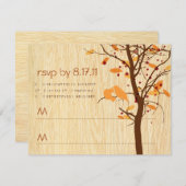 Grain de bois avec oiseaux de l'amour RSVP Automne (Devant / Derrière)