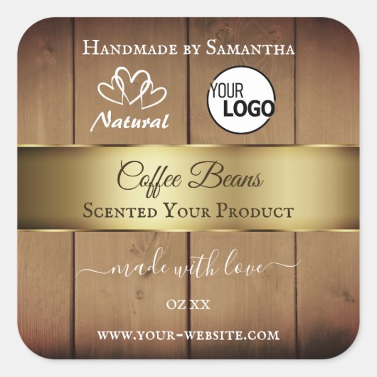 Grain de bois naturel Étiquette Logo de décoration (Devant)