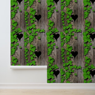 Grain de bois réaliste Ivy couvert Mur de bois
