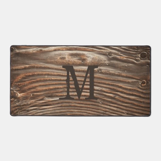 Grain de bois rustique Photo Monogramme Personnali (Recto)