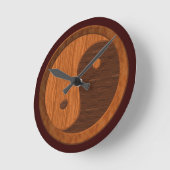 Grain de bois Yin Yang Horloge murale de nouveauté (Angle)