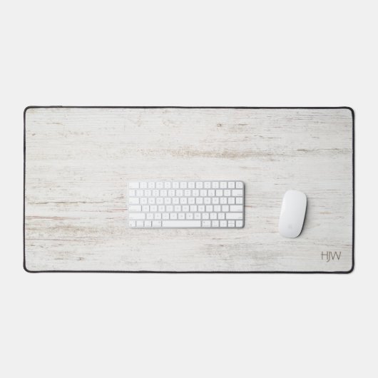 Grains de bois blanc classique avec initiales (Clavier et souris)