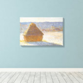 Grainstack in de ochtend, Sneeuw Effect door Claud Canvas Afdruk (Insitu (Houten vloer))