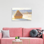 Grainstack in de ochtend, Sneeuw Effect door Claud Canvas Afdruk (Insitu (Woonkamer))