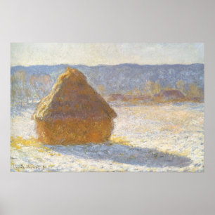 Grainstack in de ochtend, Sneeuw Effect door Claud Poster