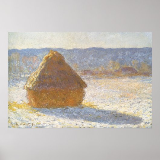 Grainstack in de ochtend, Sneeuw Effect door Claud Poster (Voorkant)