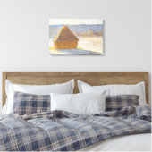 Grainstack in Morning, sneeuweffect door Claude Mo Canvas Afdruk (Insitu (Slaapkamer))