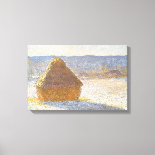 Grainstack in Morning, sneeuweffect door Claude Mo Canvas Afdruk (Voorkant)
