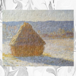 Grainstack in Morning, sneeuweffect door Claude Mo Legpuzzel