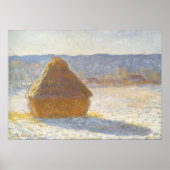 Grainstack in Morning, sneeuweffect door Claude Mo Poster (Voorkant)