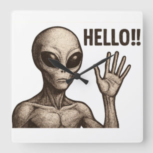 Grainy Encounter: de buitenaardse begroeting Vierkante Klok