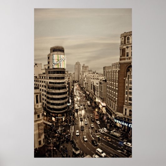 Gram Via de Madrid en España Poster (Voorkant)
