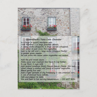 GramaBarb's Tuna Corn Chowder Recipe Briefkaart