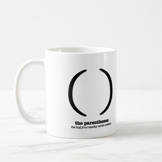 Grammar Coffee Mok haakjes Punctuatie Humor (Links)
