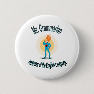 Grammar Fanatic Superheld Pin Ronde Button 5,7 Cm