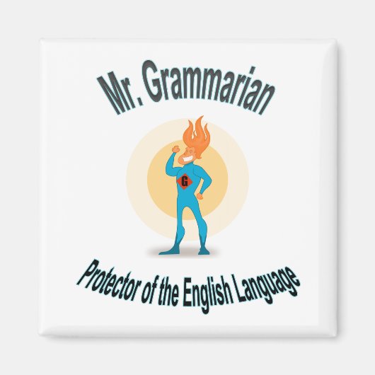 Grammar Fanatic Superhero Magneet (Voorkant)