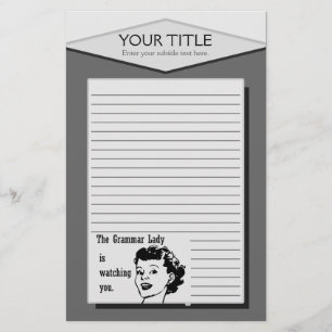 Grammar Lady kijkt naar je uitgelijnde verhalen Briefpapier
