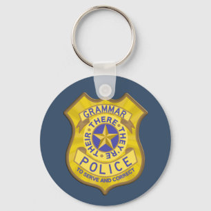 Grammar Police Badge Sleutelhanger
