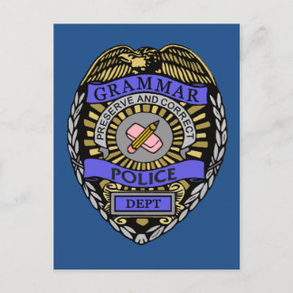 Grammar Police Dept Badge Pencil Eraser Briefkaart